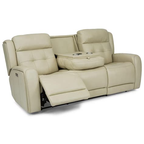 Flexsteel Latitudes - Grant Transitional Power Reclining Sofa with Power Headrest and Storage ...