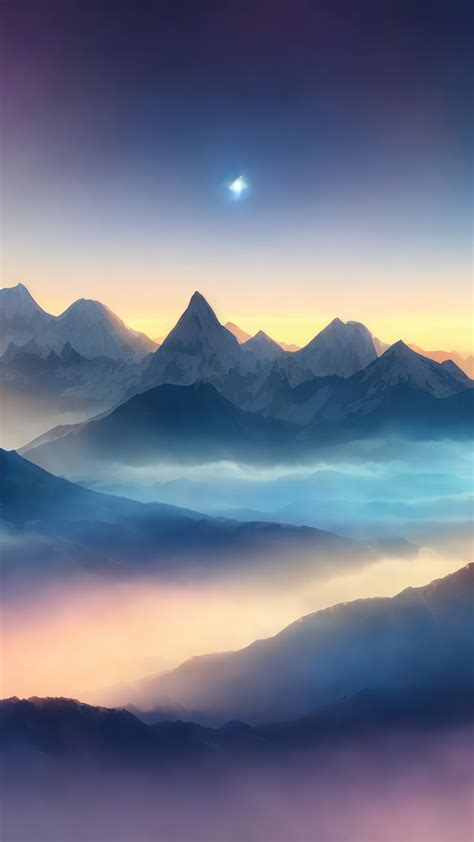 Mountains Scenery Fog Mist 4K #7361l Wallpaper iPhone Phone