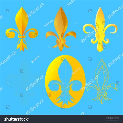 Vector Set Golden Heraldic Icon Six Stock Vector (Royalty Free) 2014097336