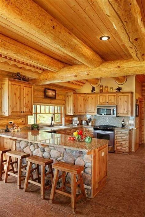 Cocina | Log home kitchens, Log home kitchen, Log cabin kitchens