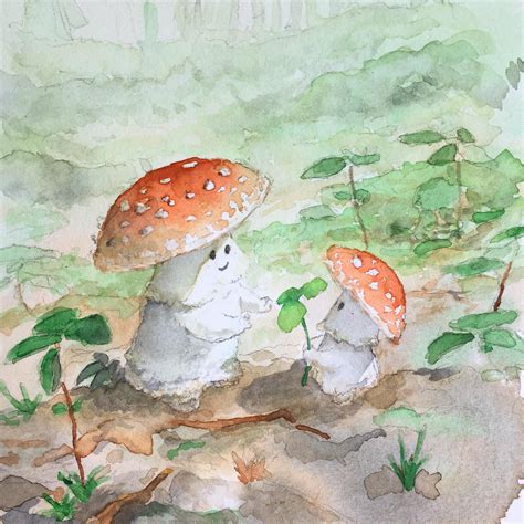 A pair of mushrooms 🍄 🍄, Me, Watercolors, 2019 : Art