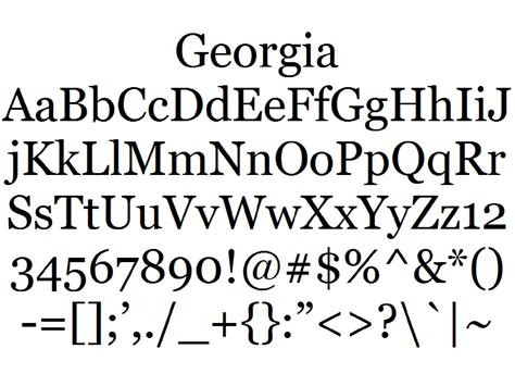 Font Alphabet Styles: Georgia