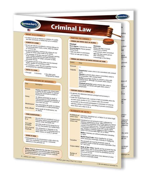 Criminal Law Guide - 4-page Laminated Legal Quick Reference Guide