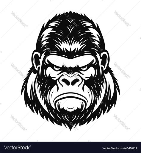 Angry gorilla head black and white logo Royalty Free Vector