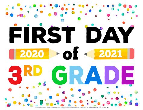 Free Printable First Day Of School 3rd Grade Signs 2022-2023 2024 - FreePrintableSign.net