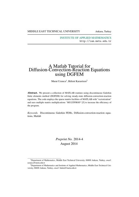 (PDF) A Matlab Tutorial for Diffusion-Convection-Reaction Equations using DGFEM