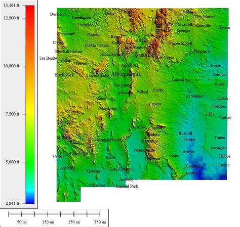 New Mexico Elevation Map - Zone Map