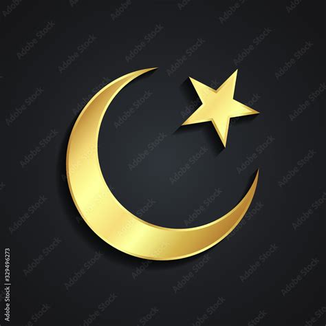 star and crescent moon 3d golden islam religious symbol Stock Vector | Adobe Stock