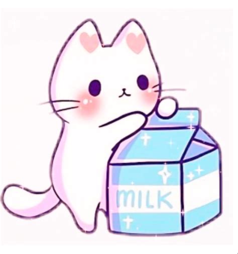 Cat Drink Milk Cartoon