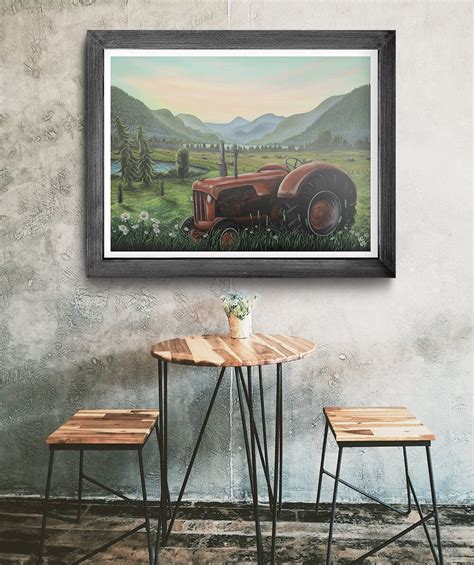 Red Tractor fine art print Tractor Wall Decor Nursery | Etsy