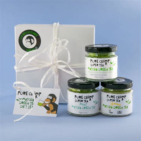 matcha green tea gift set / three x 50g jars by purechimp | notonthehighstreet.com