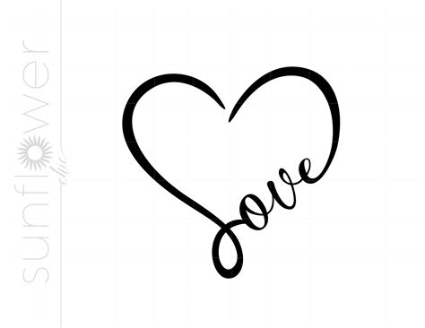 Love Script Heart SVG Clipart Love Script Heart Silhouette - Etsy Ireland