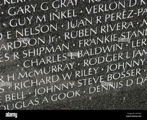 Names on the Wall at the Vietnam War Memorial in Washington D.C Stock ...