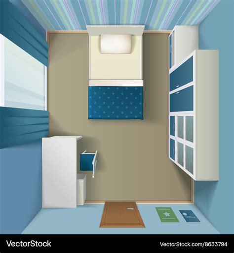 Modern bedroom interior realistic top view Vector Image