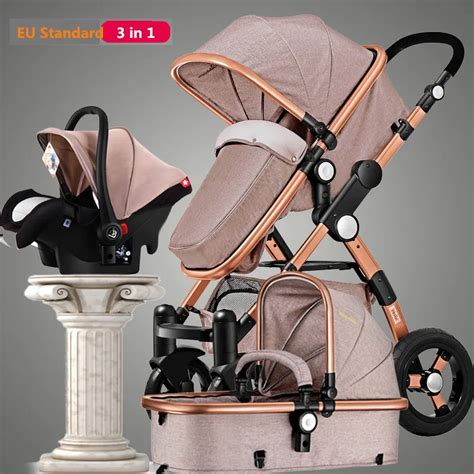 RU Free! 3 in 1 baby stroller aluminium alloy frame folding strollers europe baby pram light ...