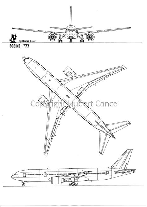 Boeing 777 Drawing by Hubert Cance