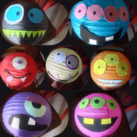 Paper lanterns and sticky foam diy monster party decorations | Monster party decorations ...