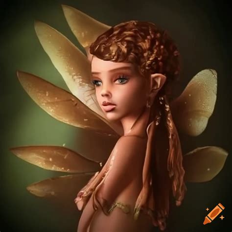 Illustration of a brown-skinned leaf fairy on Craiyon