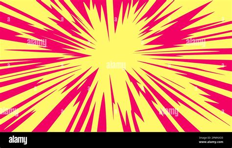 Yellow-red background with explosion force lines. Vector image in manga ...