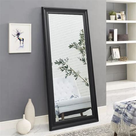 HOMESTOCK Black 65" H x 31" W Framed Floor Mirror Full Length Mirror Standing Mirror Large ...