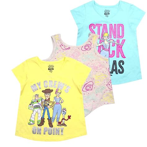 Disney - Disney Toy Story 3-Pack Short Sleeve Graphic T-Shirts for Toddler and Little Girls ...