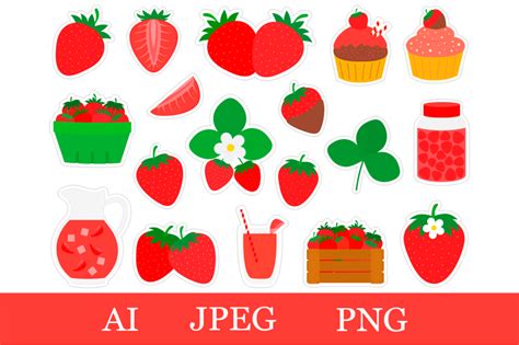 Strawberry stickers PNG. Strawberry stickers printable By ...