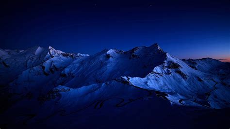 Dark Blue Sky Above Snow Covered Mountain Wallpaper, HD Nature 4K Wallpapers, Images and ...