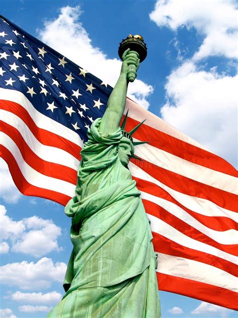 Statue Of Liberty Over American Flag Royalty Free Stock Photography - Image: 9912237