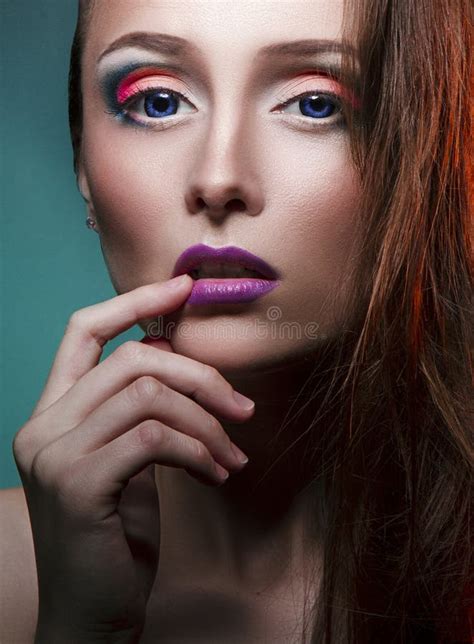 Lovely Makeup on Face Beautiful Girl Stock Image - Image of beauty ...