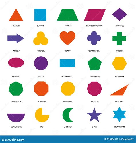 Basic Geometric Shapes. Ellipse, Rectangle and Triangle, Hexagon and Circle, Pentagon and Star ...