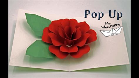 how to make a easy Pop Up Card - Flowers - Rose - Paper Craft Tutorial - YouTube | Rosen basteln ...