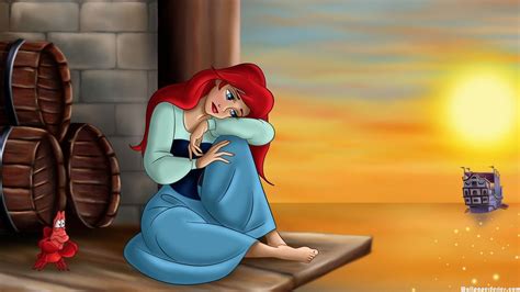 HD Sad Disney Princess Ariel Blue Dress Wallpaper | Download Free - 139163