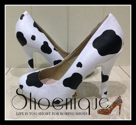 Cow Print Hand Made Shoe High Heels Size 3 4 5 6 7 8 Platform - Etsy