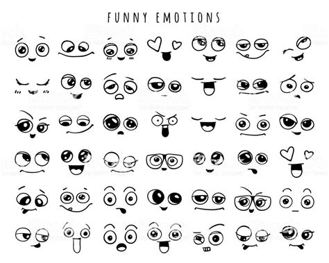 Emotions. Set of doodle faces. Smile. | Face doodles, Drawing cartoon ...