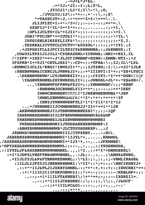 George Washington stylized portrait ASCII art original version. Digital code. Vector ...