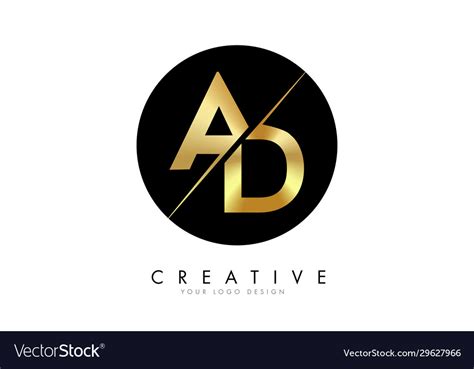 Ad a d golden letter logo design with a creative Vector Image