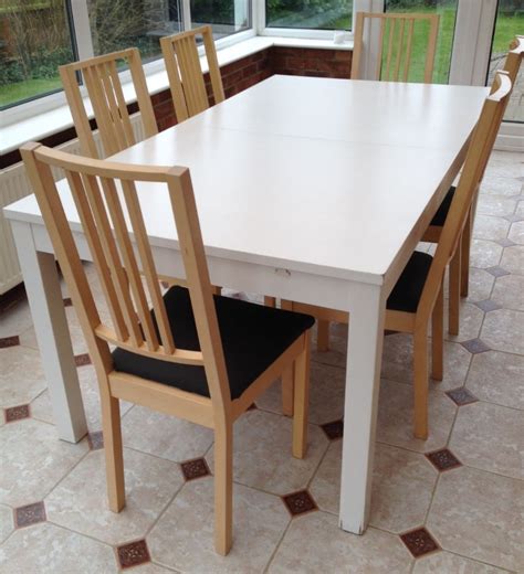 IKEA Bjursta extendable dining table white + 6 IKEA Borje chairs in birch | in Taverham, Norfolk ...