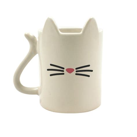 Cat Shaped 3D Mug Funny Coffee Cup White Cat Lover Gift