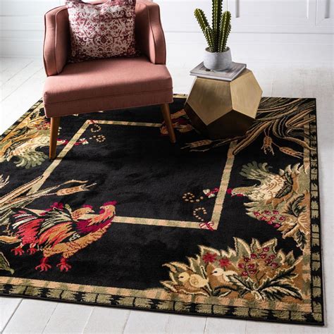 Black 5' x 5' Pastoral Square Rug | Rugs.com