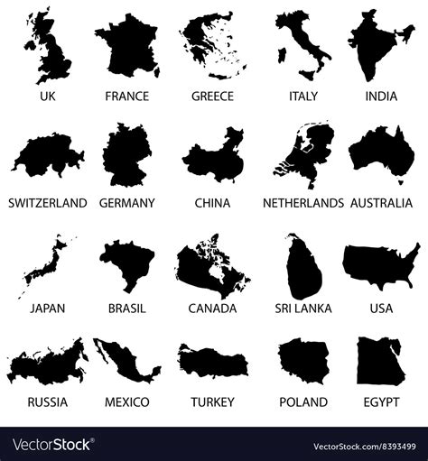 Simple maps of different country collection eps10 Vector Image