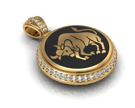 Gold and Diamond Bull Pendant 3D model 3D printable | CGTrader