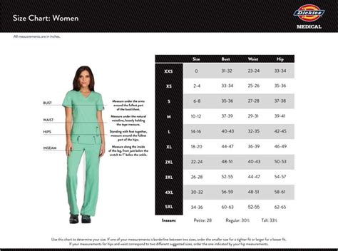 Dickies Size Chart – GroupScrubs.com