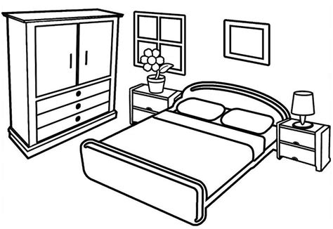 Bedroom Coloring Page for Kids