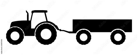 Silhouette of a tractor with a trailer. Stock Vector | Adobe Stock