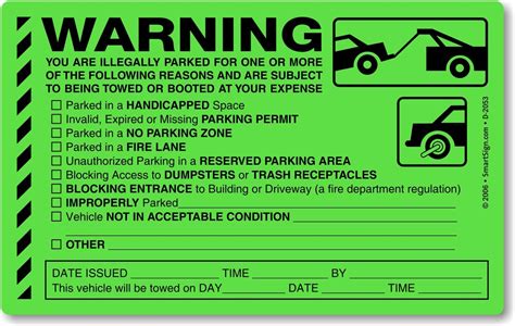 SmartSign "You are Illegally Parked" Parking Violation Stickers | 5" x 8", Pack of 50: Amazon.ca ...