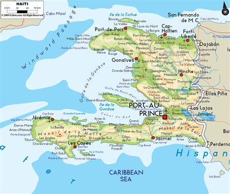 Physical Map of Haiti - Ezilon Maps