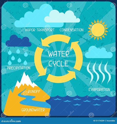 The Water Cycle. Poster With Nature Infographics Stock Vector - Image ...