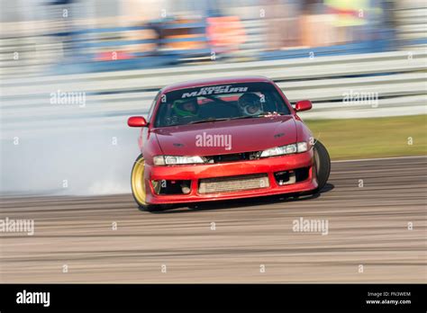 Corby, Northamptonshire, UK. 13th March, 2016. Nissan Silvia S14 drift car during Drift Matsuri ...