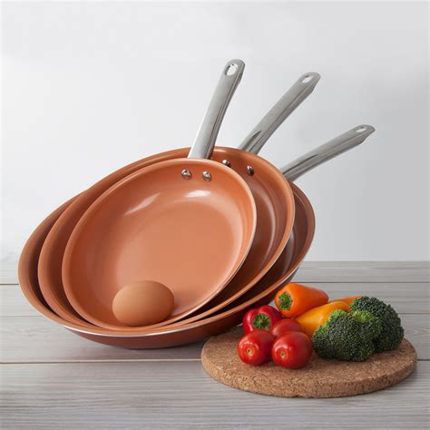 Healthy Nonstick Ceramic Coated Frying Pan - 3 Pcs Eco Friendly Durabl – Icydeals