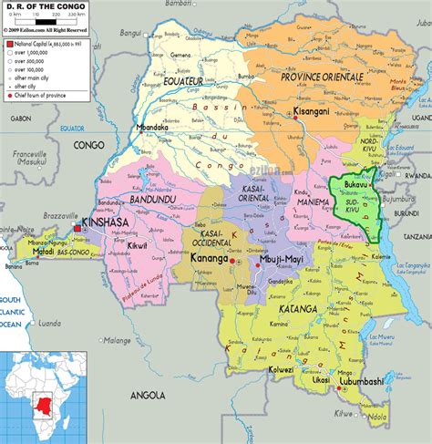 República Democrática do Congo | Mapas Geográficos da República Democrática do Congo